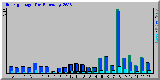 Hourly usage for February 2023